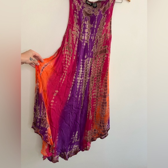 SOL 90s Tie Dye Flowy Boho Midi Dress - Picture 3 of 4